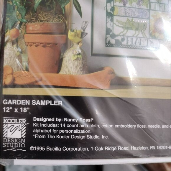 Bucilla Counted Cross-Stitch Kit Garden Sampler 12x18 Nancy Rossi Needlepoint - Picture 3 of 5